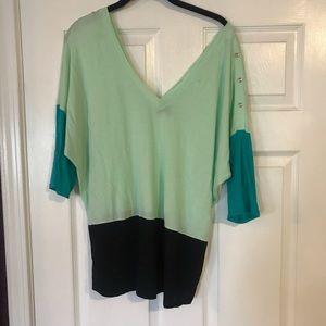 Express multi colored V-neck too Large